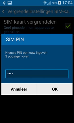 Bevestig uw nieuwer SIM PIN en selecteer OK