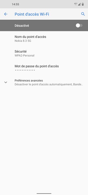 Sélectionnez Mot de passe du point d'accès
