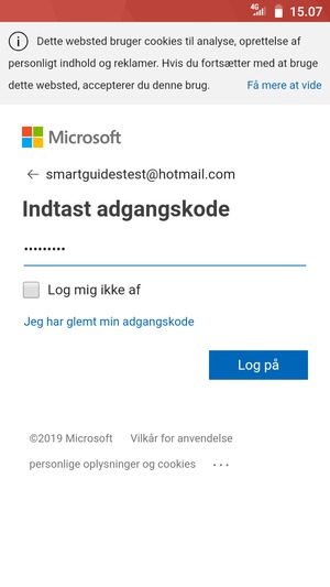 Indtast din adgangskode og vælg Log på