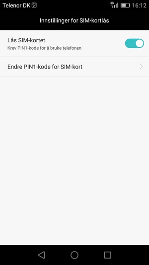 Velg Endre PIN1-kode for SIM-kort eller Endre PIN2-kode for SIM-kort