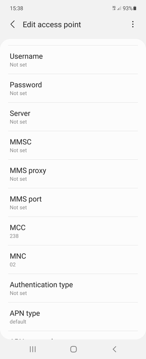 Scroll down and enter MMS information