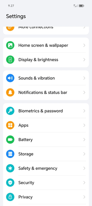 To activate your screen lock, go to the Settings menu and select Biometrics & password