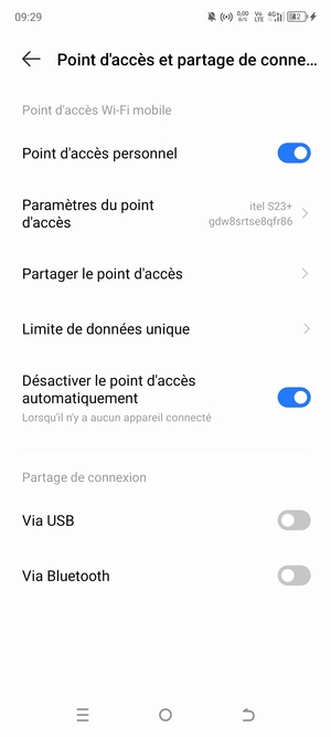 Votre téléphone est maintenant configuré pour être utilisé comme modem