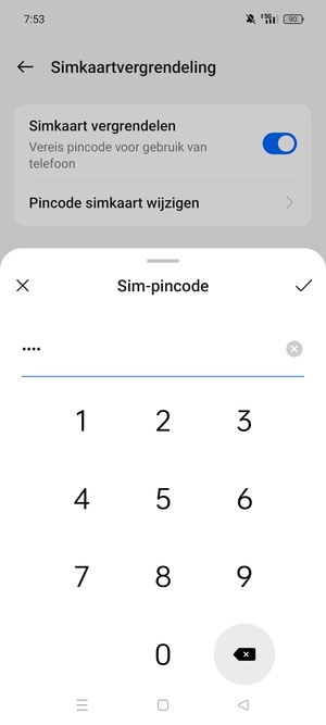 Voer Huidige pincode voor de simkaart in en selecteer OK