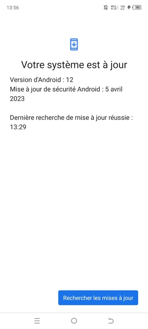 Si votre téléphone est à jour, vous verrez l'écran suivant