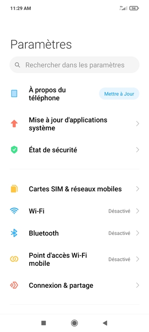 Sélectionnez Cartes SIM & réseaux mobiles