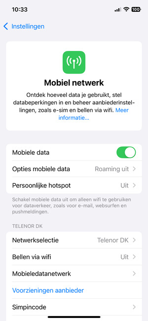 Selecteer Opties mobiele data