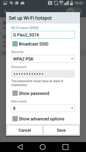 Enter a password of at least 8 characters and select Save