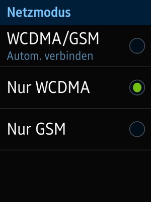 Wählen Sie Nur WCDMA, um 3G zu aktivieren
