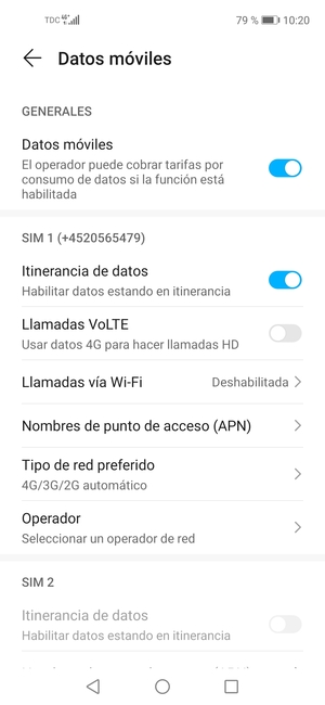 Activar o desactivar Itinerancia de datos