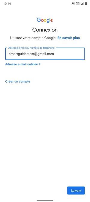 Saisissez votre adresse Gmail et sélectionnez Suivant