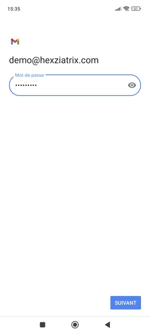 Saisissez votre mot de passe et sélectionnez SUIVANT