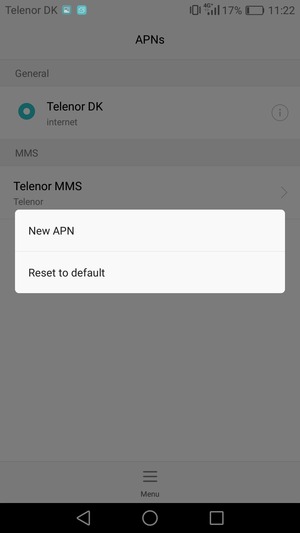 Select Menu and New APN