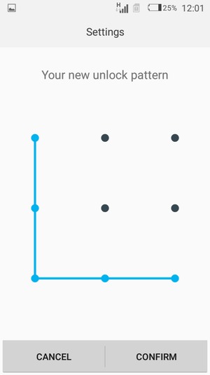 Draw the unlock pattern again and select CONFIRM