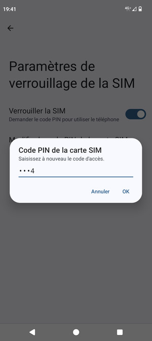 Veuillez confirmer votre nouveau code PIN de la carte SIM et sélectionner OK