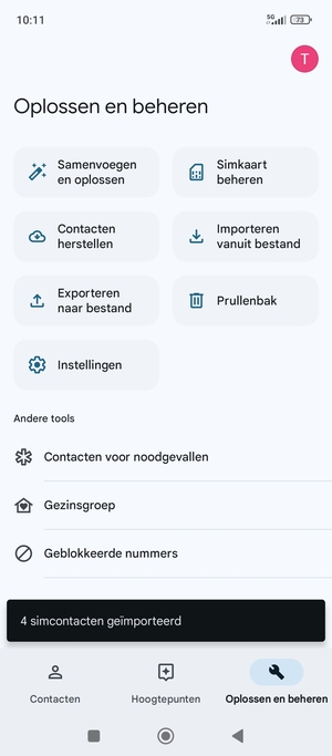 Uw contactpersonen worden opgeslagen naar uw Google-account en naar uw telefoon de volgende keer dat Google gesynchroniseerd wordt.