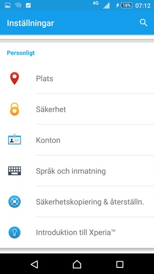 Återgå till Inställningar-menyn och välj Konton