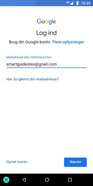 Indtast din Gmail adresse og vælg Næste