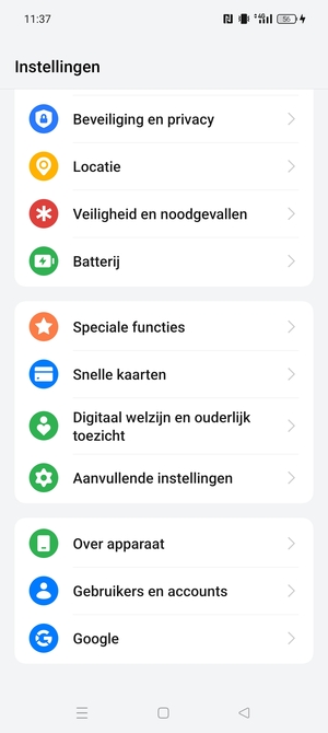 Scroll naar en selecteer Beveiliging en privacy