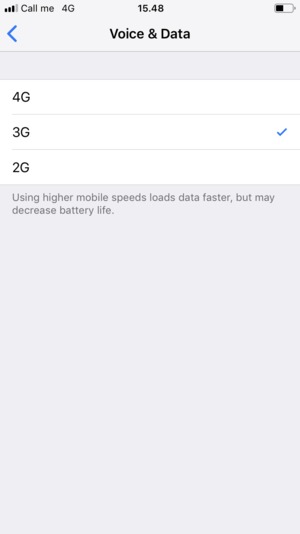 To enable 3G, select 3G