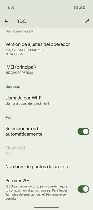 Para cambiar la red en caso de problemas de conectividad, desactive Seleccionar red automáticamente