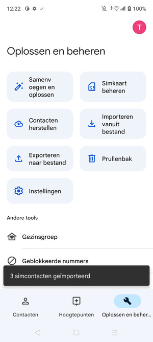 Uw contactpersonen worden opgeslagen naar uw Google-account en naar uw telefoon de volgende keer dat Google gesynchroniseerd wordt.