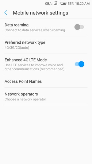 To change network if network problems occur,  select Network operators