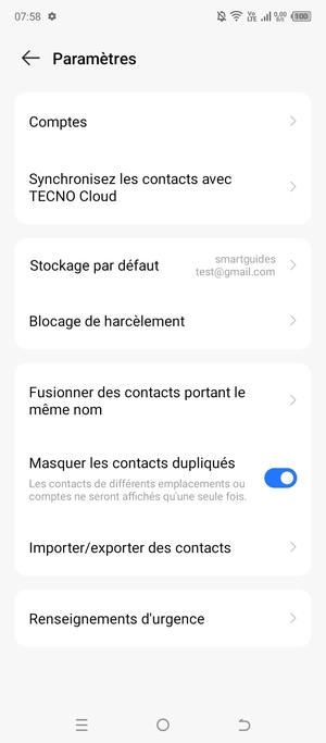 Faites défiler et sélectionnez Importer/exporter des contacts