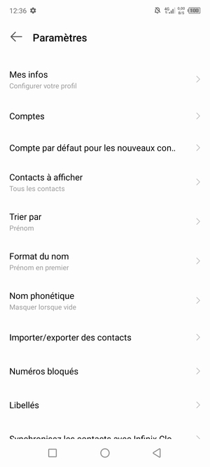 Faites défiler et sélectionnez Importer/exporter des contacts