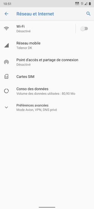 Sélectionnez Point d'accès et partage de connexion