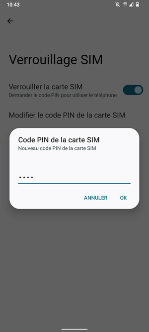 Saisissez votre Nouveau code PIN de la carte SIM et sélectionnez OK