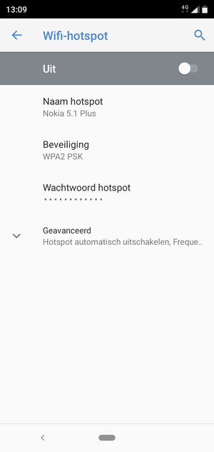 Selecteer Wachtwoord hotspot