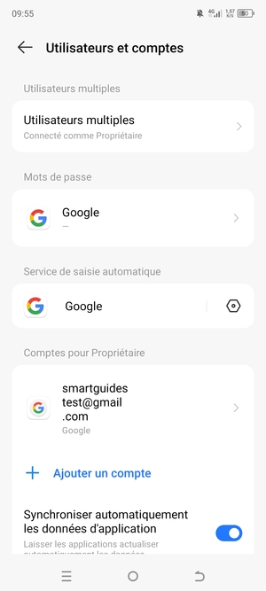 Sélectionnez votre compte Google