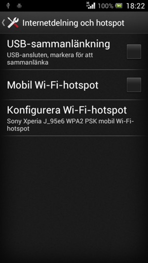 Välj Konfigurera Wi-Fi-hotspot