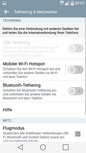 Scrollen Sie und wählen Sie Mobiler Wi-Fi Hotspot