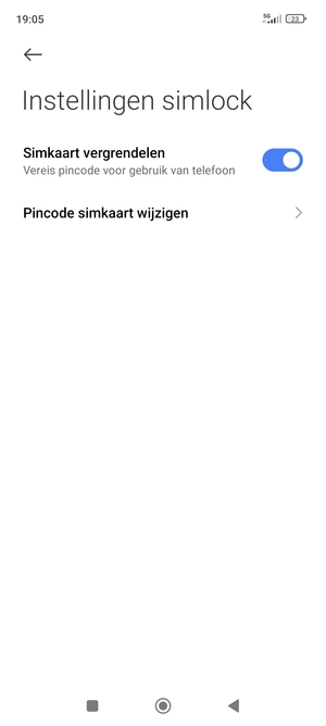 Selecteer Pincode simkaart wijzigen