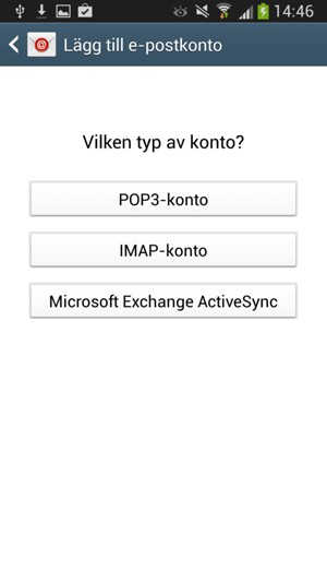 Välj POP3- eller IMAP-konto