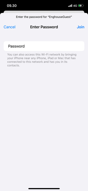 Enter the Wi-Fi password and select Join