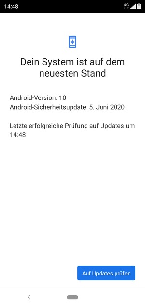 Falls Ihr Handy aktualisiert ist, wird Ihnen der folgende Bildschirm angezeigt