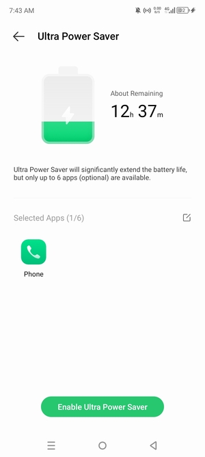 Select Enable Ultra Power Saver