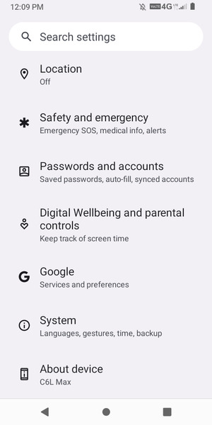 Return to the Settings menu and select Passwords and accounts