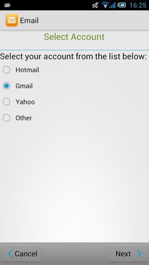 Select Gmail  or Hotmail and select Next