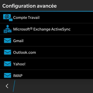 Sélectionnez Microsoft Exchange ActiveSync