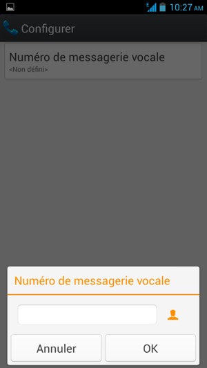Saisissez le Numéro de messagerie vocale et sélectionnez OK