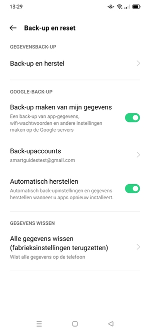 Schakel Back-up maken van mijn gegevens in