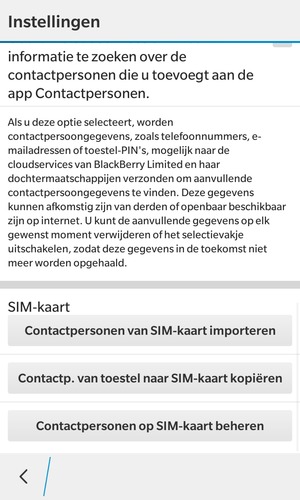 Scroll naar beneden en selecteer Contactpersonen van SIM-kaart importeren