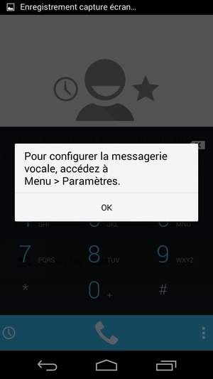 Si votre messagerie vocale n'est pas configurée, sélectionnez OK
