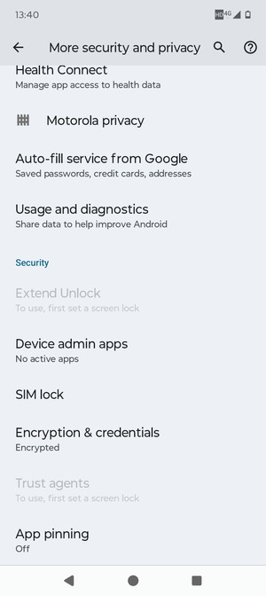Scroll to and select SIM lock