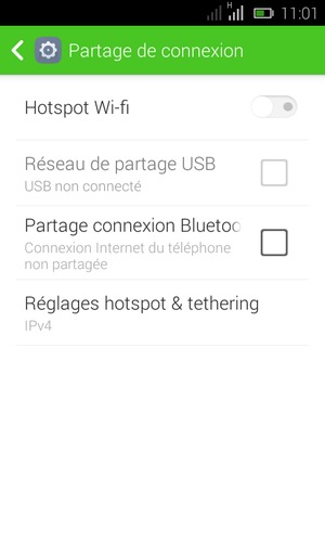 Sélectionnez Hotspot Wi-fi