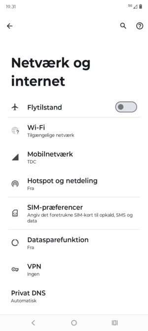 Vælg Wi-Fi